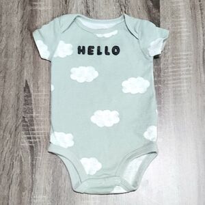 Carter's Hello Green Infant Baby Onesie with Clouds (3-6M)